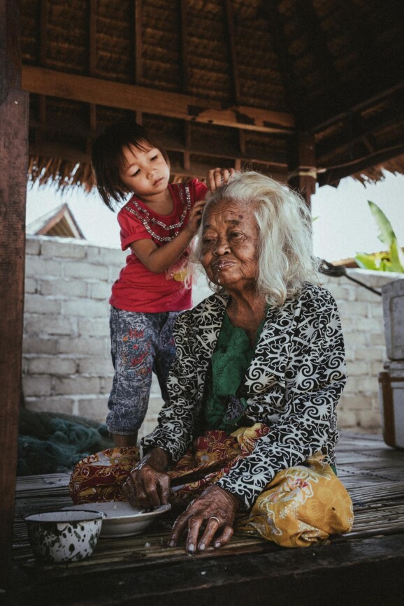 Grandma with granddaughter.